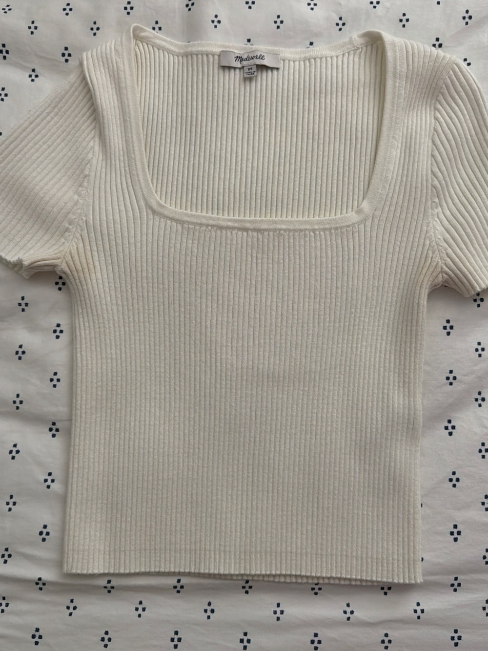 Madewell Cream Ribbed Square-Neck Crop Top